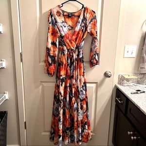 Beautiful orange blue floral dress